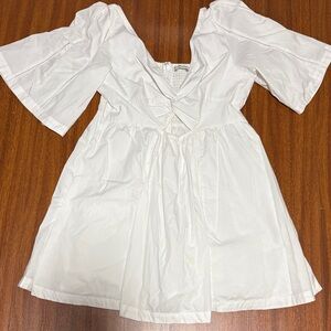 Abercrombie & Fitch White Cotton Knot-Front Dress